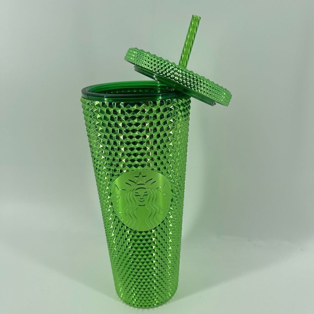Starbucks 2023 Metallic Emerald Green Studded 24 OZ Tumbler Cup New - Picture 8 of 9
